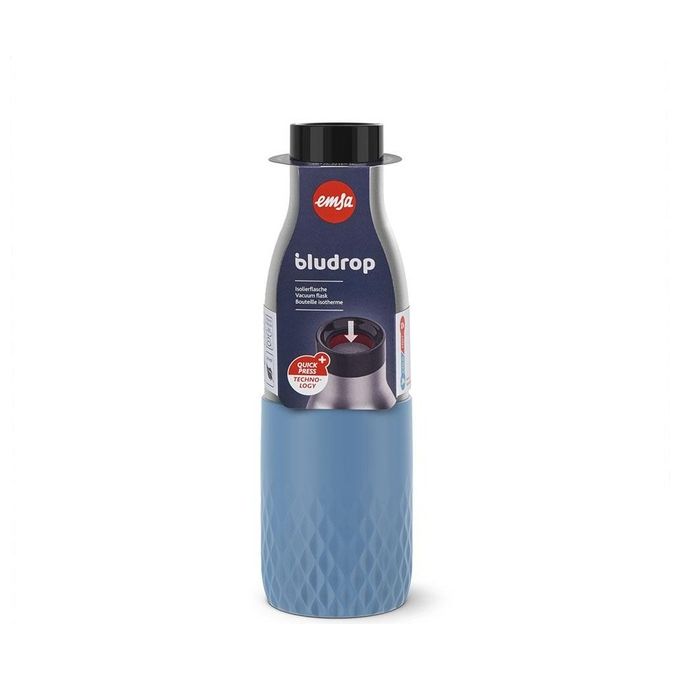 Emsa Bottiglia Termica Quick Press BluDrop Azzurro