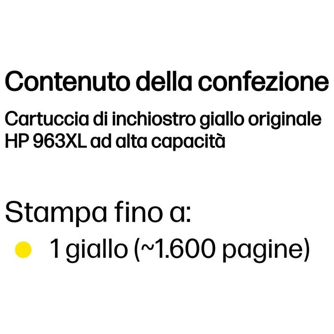 HP 963xl Cartuccia d'Inchiostro Originale Alta Capacita'  Giallo