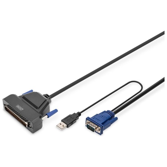 Digitus DS-72212 Commutatore KVM Modulare Porta Singola USB PS-2 VGA 1U compatibile DS-72210 DS-72211 colore Nero