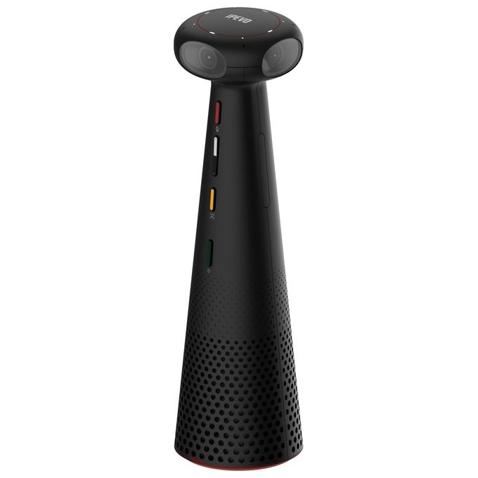 IPEVO 5-906-2-08-00 Totem 360 Telecamera per Sala Riunioni 360° 5K con AI Framing e Tracking 4 Microfoni Omnidirezionali Altoparlante 6W USB-C colore Nero
