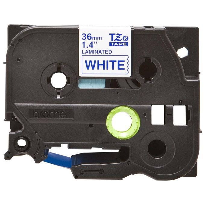 Brother Nastro Laminato 36mm Blu Su Bianco