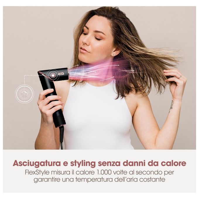 Shark HD424EU FlexStyle Asciugacapelli Styler 3in1 1400W tecnologia Coanda 4 accessori inclusi colore Nero Rose Gold