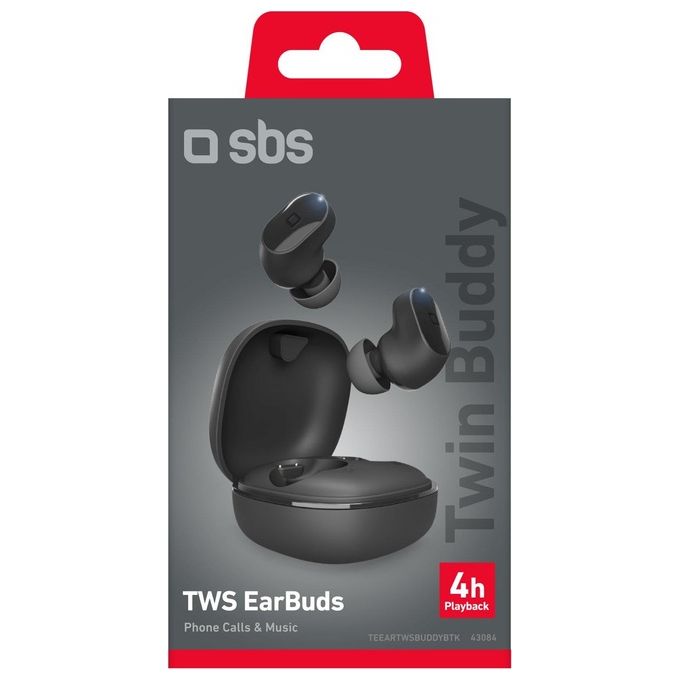 SBS TEEARTWSBUDDYBTK Twin Buddy Auricolare True Wireless Stereo TWS In-ear Bluetooth 5.1 IPX4 Touch Control Custodia USB-C colore Nero