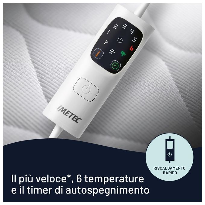 Imetec 16728 Scaldasonno Adapto Maxi Coprimaterasso Singolo 195x90 cm 150W 6 Temperature Basso Consumo Tessuto Anallergico colore Bianco
