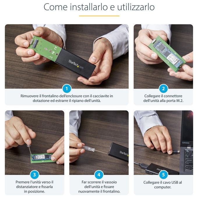 Startech box esterno sata m.2 ngff - usb 3.1 (10gbps) con cavo usb-c
