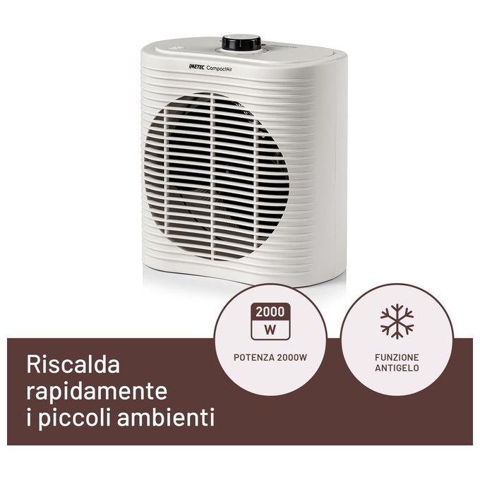 Imetec 4032 Compact Air Termoventilatore 2000W termostato regolabile funzione antigelo colore Bianco