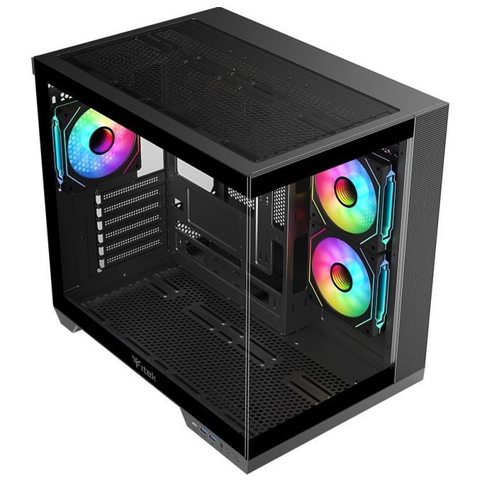 Itek ITGCADCDSB DARK CAVE DS Case Tower Gaming ATX micro ATX Mini ITX 3x120mm ARGB Vetro Temperato USB Type C colore Nero