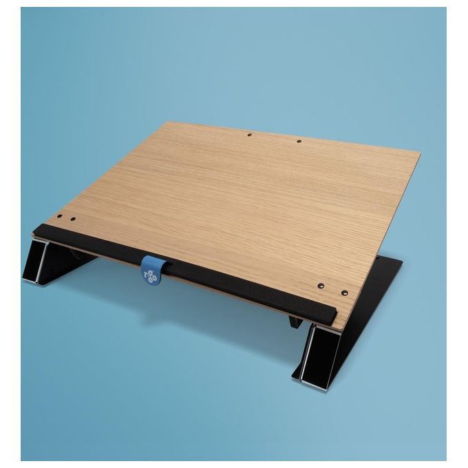 R-Go Tools 9182723000 Read2Write Porta documenti ergonomico con poggiapolsi in schiuma morbida e piano in legno di quercia colore Legno di quercia