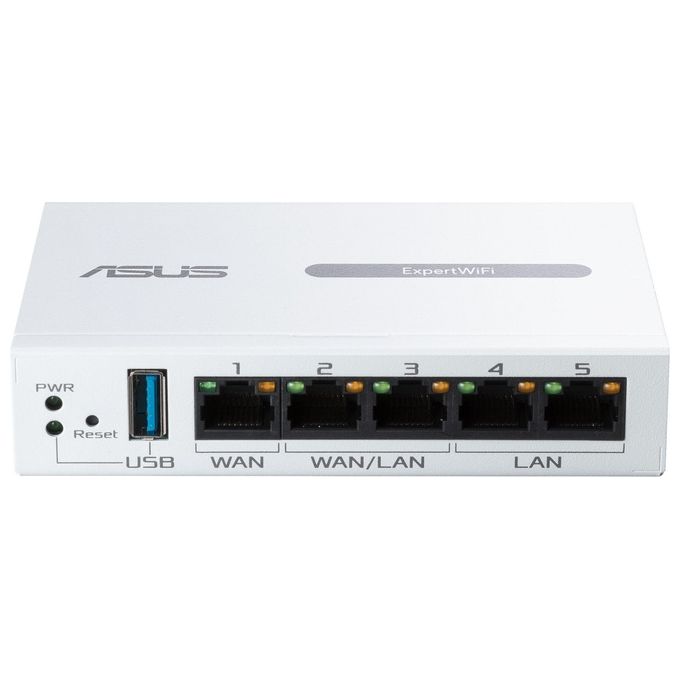ASUS 90IG08E0-MO3B00 ExpertWiFi Router Cablato Gigabit Ethernet 5 Porte con Supporto Multi-WAN VPN Server e Client Firewall Layer 7 colore Bianco