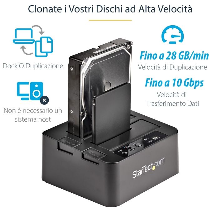 StarTech Duplicatore Disco Rigido 2 Alloggiamenti per 2.5'' e 3.5'' Sata Ssd-Hdds