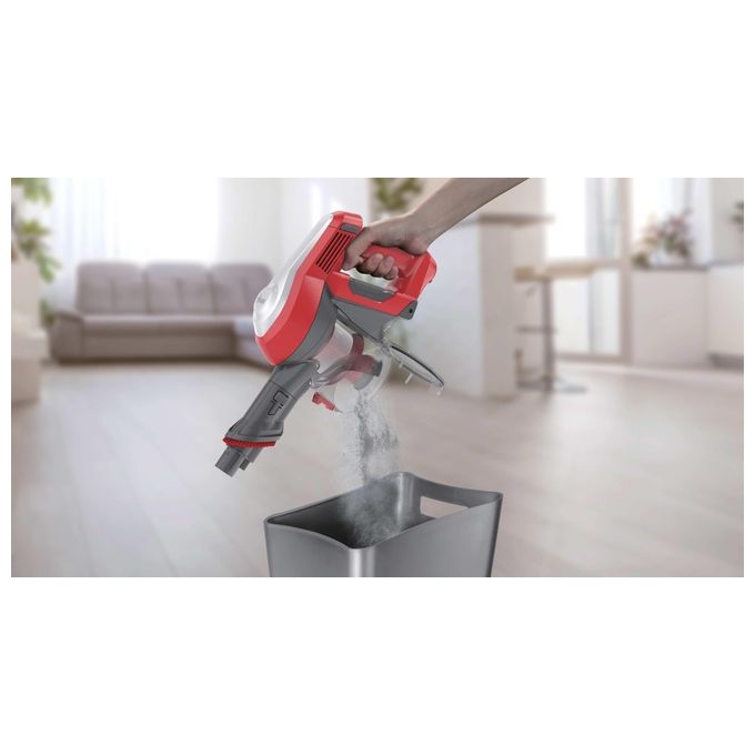 Hoover HF122RH 011 H-Free 100 Aspirapolvere Scopa Senza Filo Ciclonica Senza Sacchetto 0.9 L 170 W autonomia 40 min colore Argento Rosso