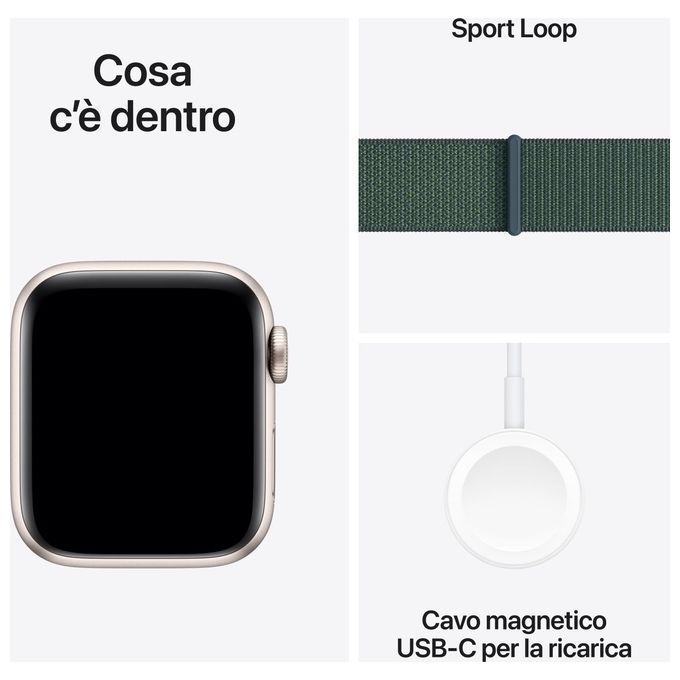 Apple MXEH3QL-A Apple Watch SE GPS 40 mm Smartwatch Cassa in Alluminio Cinturino Sport Loop Verde colore Verde