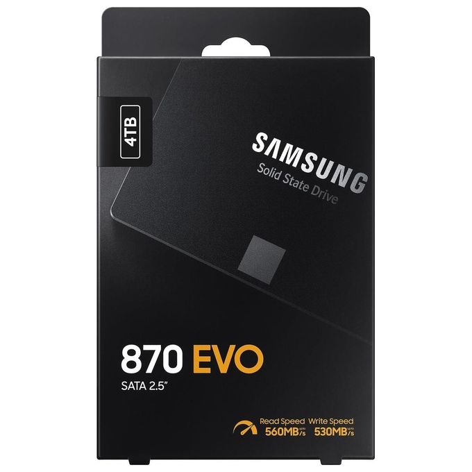 Samsung MZ-77E4T0B-EU 870 EVO SSD 2.5'' SATA III 4TB V-NAND MLC 560 MB-s lettura 530 MB-s scrittura colore Nero