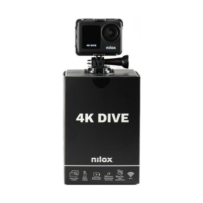 Nilox NXAC4KDIVE001 4K DIVE Action Cam 4K Ultra HD 4 MP Waterproof 10 m Touch Screen Telecomando colore Nero