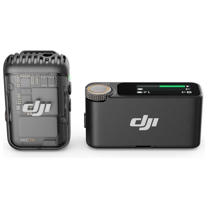 DJI CP.RN.00000326.01 Mic 2 Microfono Wireless con Sistema Lavalier Fino a 250 m Registrazione Interna 8 GB Riduzione Rumore Intelligente colore Nero