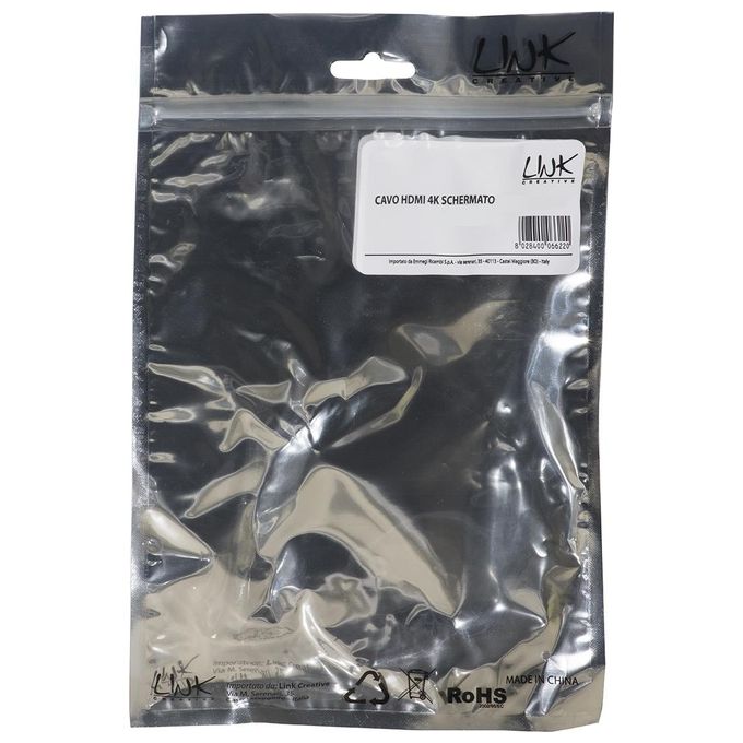Link cavo hdmi 4kx2k per pc, notebook, hdtv, ecc contatti dorati mt 0,5 colore Bianco