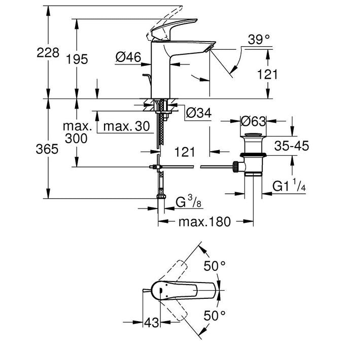 GROHE 23322003 Eurosmart Miscelatore monocomando per lavabo Taglia M con cartuccia SilkMove 28 mm e tecnologia Water Saving colore Cromo