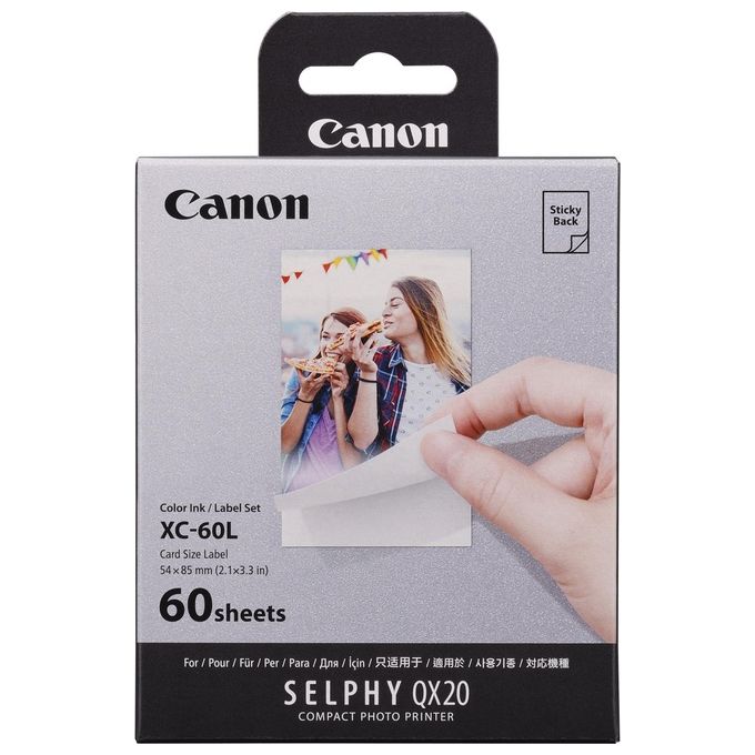 Canon XC-60L Kit Sticker Carta e Inchiostro Sublimazione 60 fogli 5.4x8.5 cm per SELPHY QX20