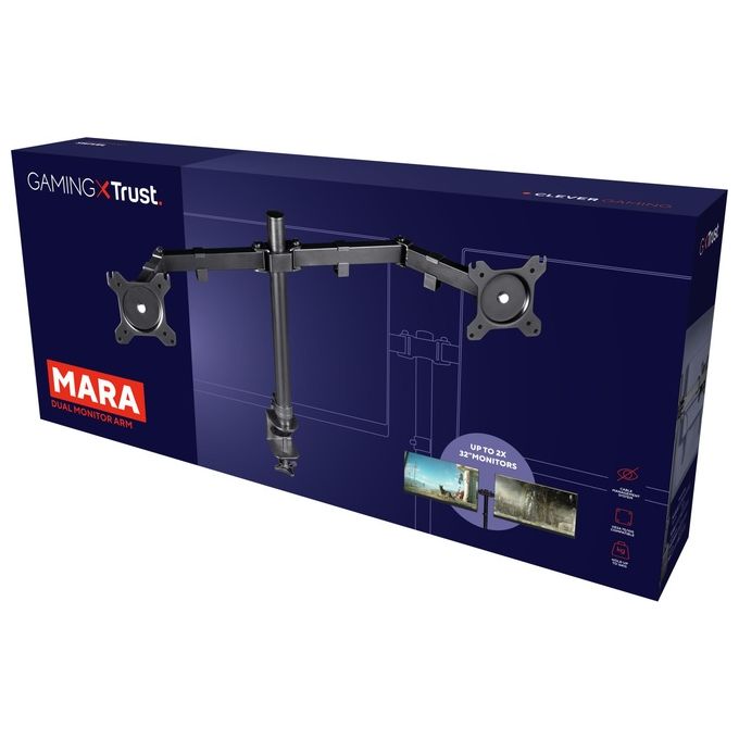 Trust 23941 GXT 1120 Mara Supporto Doppio Monitor fino a 32'' VESA 75 100 2 Display 16 Kg colore Nero
