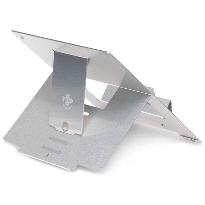 R Go Tools RGORISTSI R-Go Riser Supporto Portatile Regolabile in 5 Posizioni per Laptop e Tablet da 10 a 22 Pollici Angolo 30-57° Portata 5 Kg Materiale in Alluminio Hylite Pieghevole Ultrasottile colore Argento