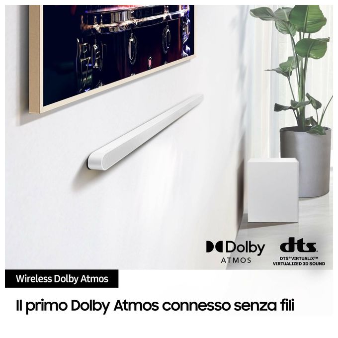 Samsung HW-S701D-ZF Serie S Soundbar 3.1 Canali Ultra Slim Dolby Atmos Wireless Q-Symphony 250W colore Bianco