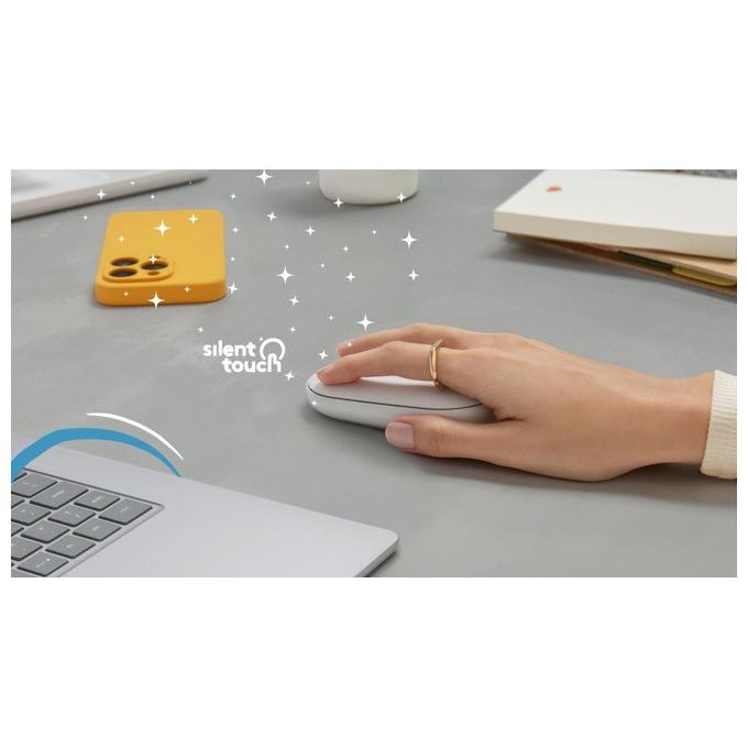 Logitech Pebble 2 M350s Mouse Ambidestro RF senza Fili  Bluetooth Ottico 4000 DPI Offwhite