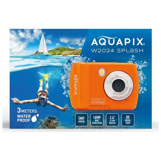 Easypix W2024-O Aquapix W2024 Splash Fotocamera Digitale Impermeabile fino a 3 m Risoluzione 16 MP Zoom Digitale 8x Display 6,1 cm colore Arancione