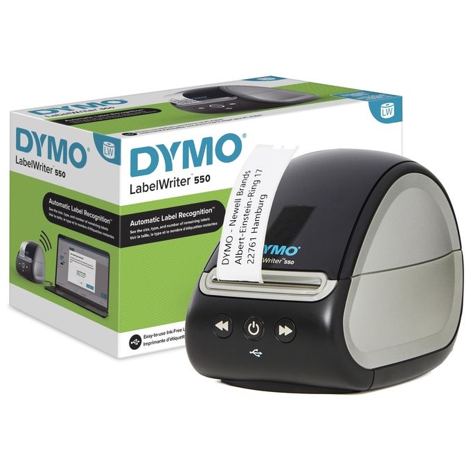 Dymo 2112722 LabelWriter 550 Stampante di Etichette Termica Diretta 300x300 dpi 62 etichette-minuto USB LAN colore Nero