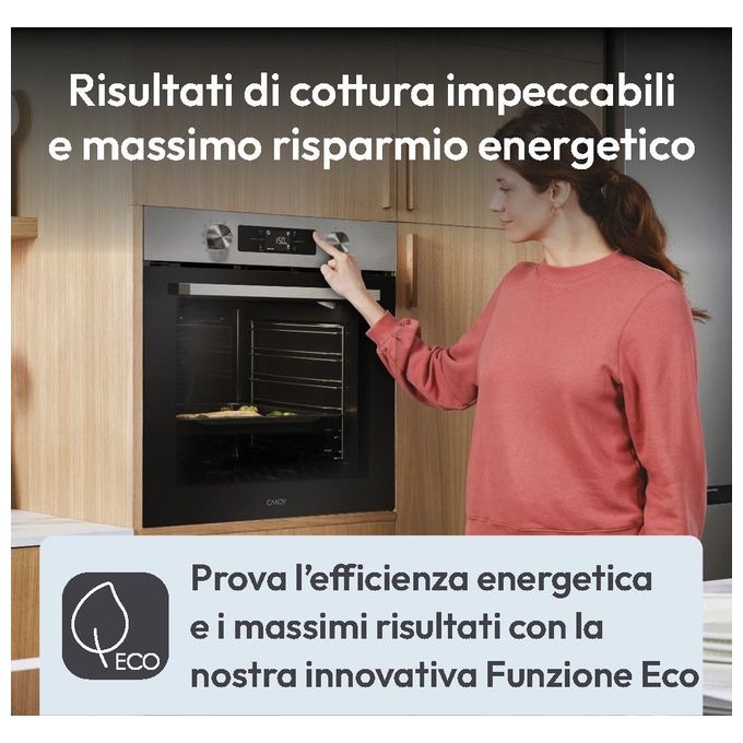 Candy CA6 N3B1HTX Bake 800 Forno da incasso Elettrico Ventilato 78 L Classe A++ 12 Funzioni AirFry Wi-Fi (59,5x59,5x56,8 cm) colore Inox