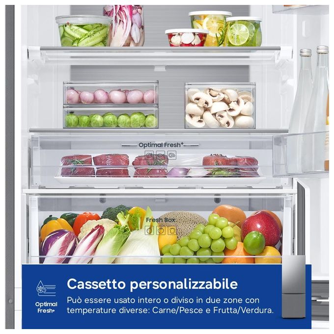 Samsung RB53DG706BS9EF Frigorifero Combinato 538 L 203 cm Classe B 35 dB Total No Frost Twin Cooling Wi-Fi SpaceMax (203x75x71 cm) colore Acciaio Inox