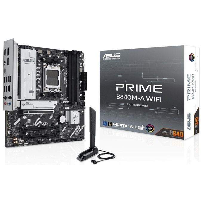 ASUS 90MB1J20-M0EAY0 PRIME Scheda Madre B840M-A WIFI AM5 DDR5 micro ATX con Wi-Fi 6E Bluetooth 5.3 2.5GbE colore Nero