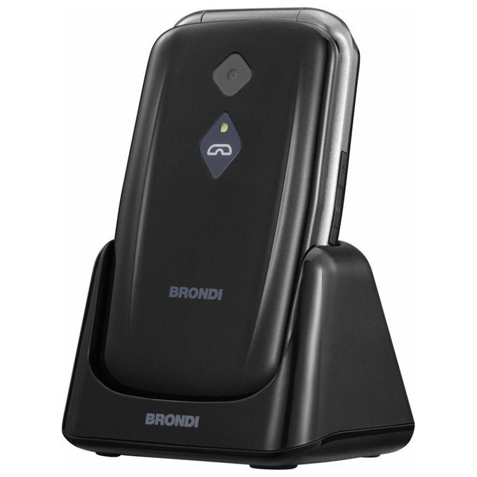 Brondi 8015908810301 Amico Sicuro Plus Telefono Cellulare Dual SIM 2.8'' Tasto SOS Braccialetto SOS Base Ricarica colore Nero
