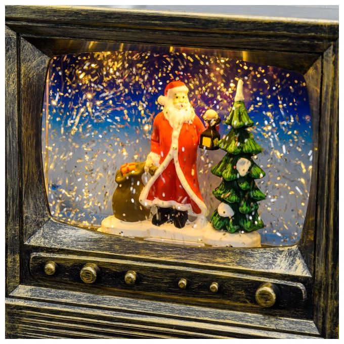 Lotti Decoro Luminoso Tv Brunita con Acqua Glitter Led Marrone