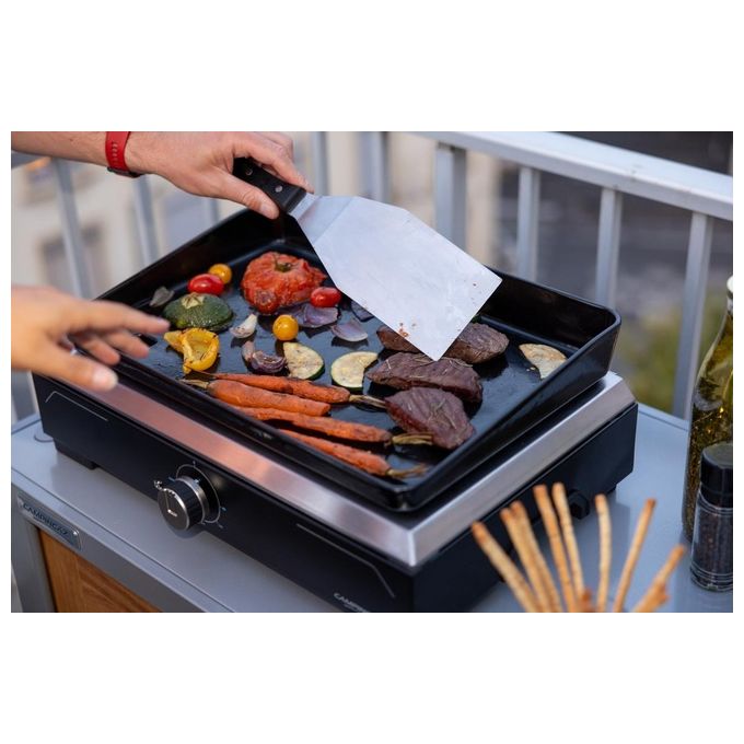 Campingaz 2198523 Plancha Electric 1 XD Barbecue Elettrico Portatile Piastra in Ghisa Smaltata 2100 W con Termostato Regolabile e Vassoio Raccogli Grasso Lavabile in Lavastoviglie colore Nero