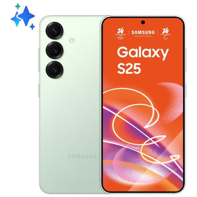 Samsung SM-S931B Galaxy S25 – Smartphone 5G, Display 6.2'' Dynamic AMOLED 2X 120Hz, Snapdragon 8 Elite, Tripla cam 50MP, 12GB RAM, 512GB, Android 15, colore Menta