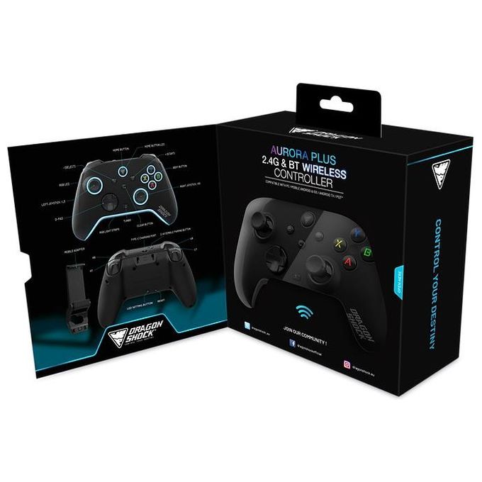 Dragonshock DSPCPC-BK Aurora Plus Gamepad Bluetooth RF USB Android PC PlayStation 3 iOS con Cavo USB Tipo-C 2 m Batteria 800 mAh colore Nero