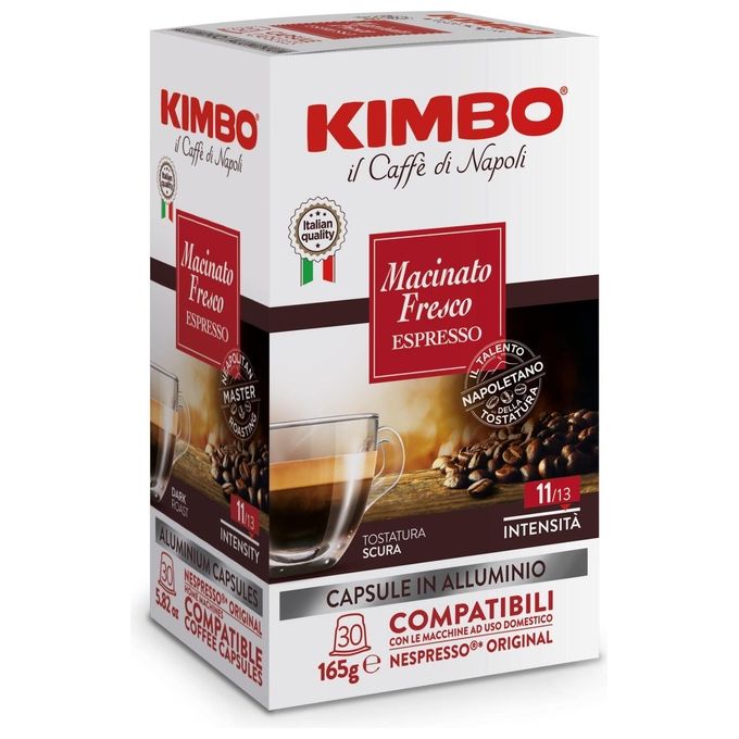 Kimbo capsule caffe' espresso tostatura scura compatibili nespresso 30 pezzi