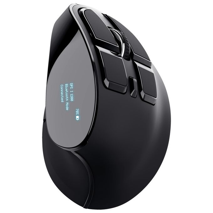 Trust 23731 Voxx Mouse Verticale Ergonomico Wireless RF Bluetooth 9 Tasti 2400 DPI Ricaricabile Display LED colore Nero
