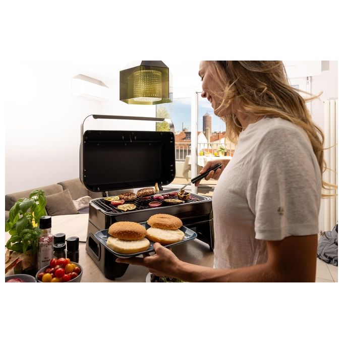 Campingaz 2177560 Attitude 2GO Electric Barbecue da Tavolo Elettrico 2200W griglia 1200cm² coperchio termometro colore Nero