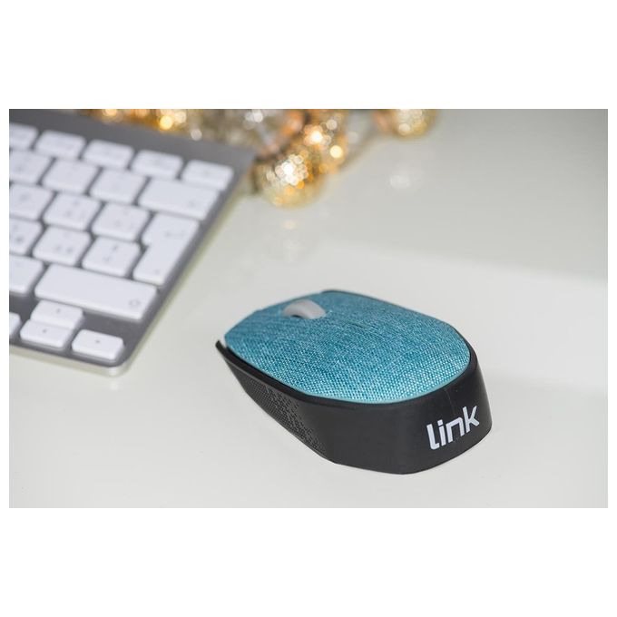 Link mouse wireless in tessuto colore azzurro con ricevitore usb 1000 dpi