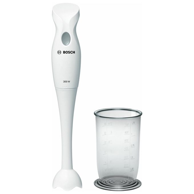 Bosch MSM6B150 - Frullatore a immersione 300 W, velocita' variabile, accessori: bicchiere graduato 1 L, lama in acciaio inox, Bianco