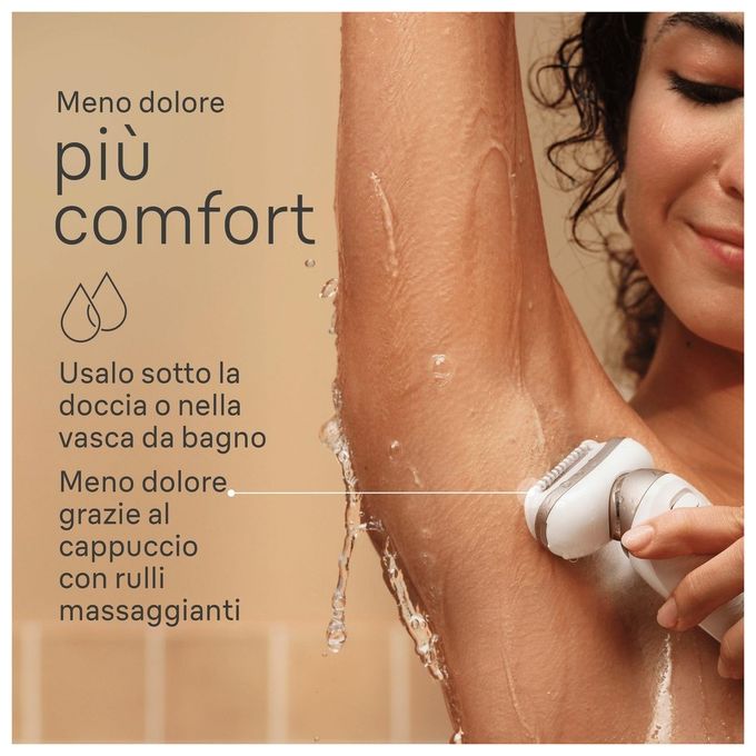 Braun SES9-360 Silk-épil 9 Flex Epilatore Elettrico Donna Wet and Dry 40 pinzette MicroGrip 2 velocita' autonomia 50 min colore Bianco Rosa