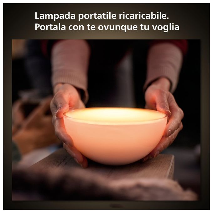 Philips Lampada Portatile Hue Go White e Color Ambiance Smart, Controllo Wireless e Personalizzazione Luminosita'
