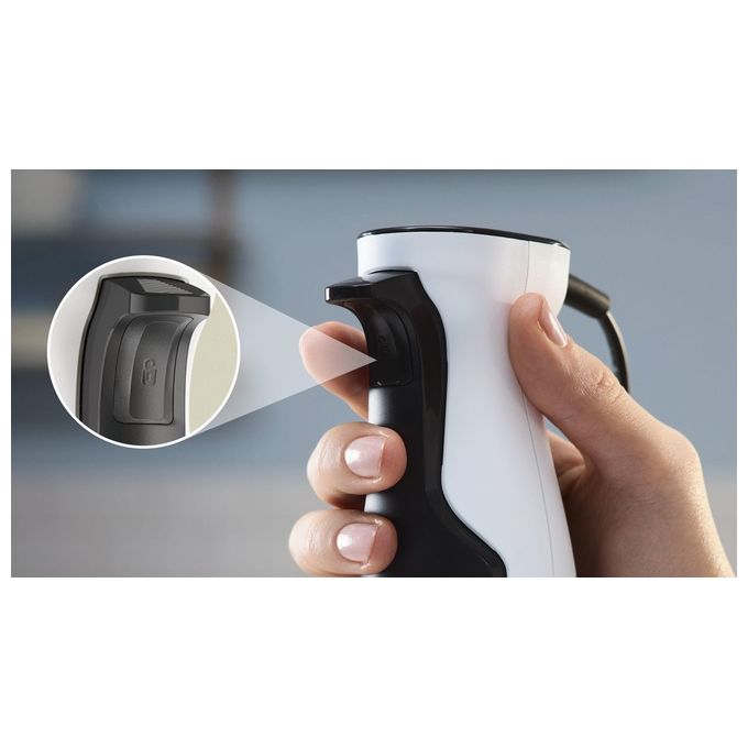 Bosch MSM4W220 Serie 4 ErgoMaster Frullatore ad Immersione 600W QuattroBlade con Tritatutto e Bicchiere Graduato colore Bianco