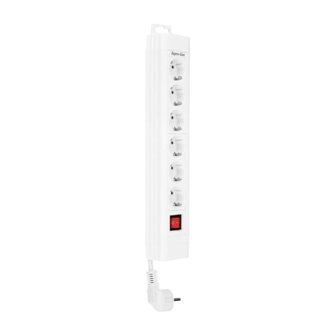 Rev Presa Multipla 6 Ingressi 2.4mt Supraline con Interruttore Bianco