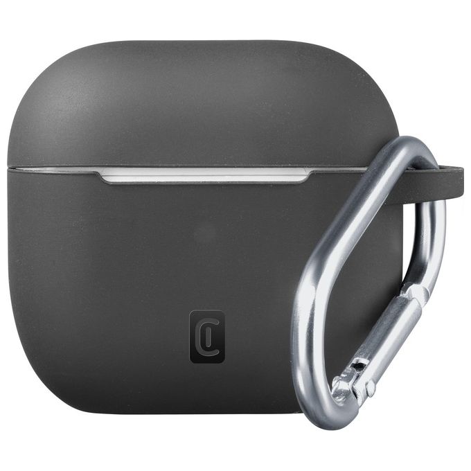 Cellular Line Bounce per AirPods 3 Custodia per AirPods in silicone soft-touch con gancio Nero