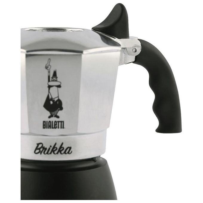 Bialetti 7327 Brikka Caffettiera Moka 2 Tazze 100 ml Valvola Brevettata colore Nero