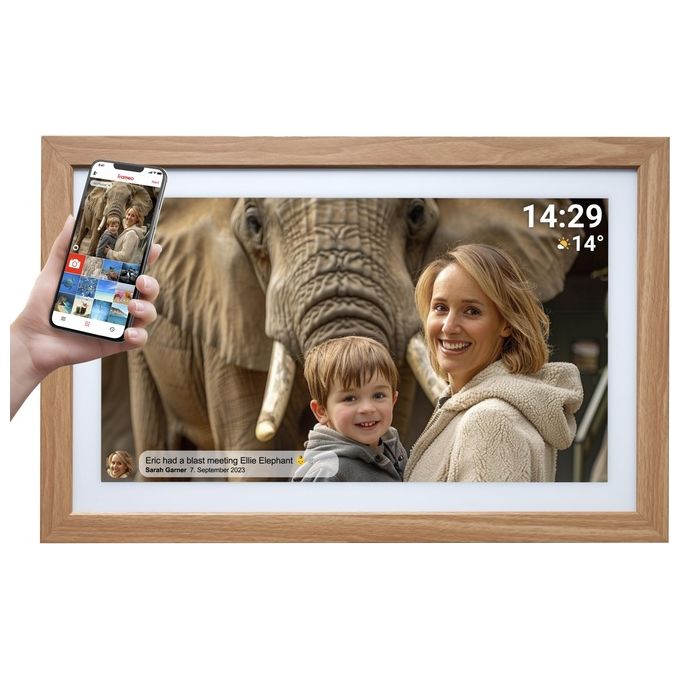 Denver 119101070020 PFF-2162LW Cornice per Foto Digitale Touch Screen 21.5'' Wi-Fi 32 GB MicroSD Full HD colore Marrone chiaro