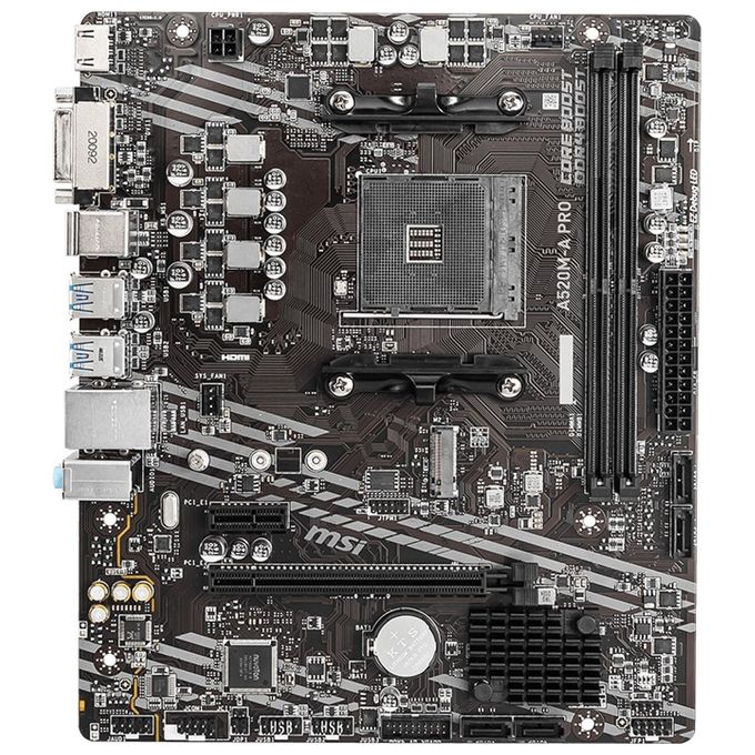 MSI 7C96-001R A520M-A PRO Scheda Madre AMD AM4 DDR4 fino a 64GB M.2 PCIe 3.0 HDMI DVI-D colore Nero