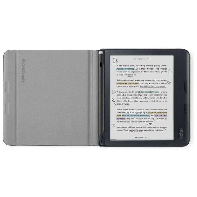 Rakuten Kobo N428-AC-BK-N-PU Custodia per e-reader Kobo Libra Colour Custodia a libro con alloggio magnetico per Stylus 2 colore Nero